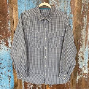 Columbia Blue Checked Long Sleeve Button Down Top